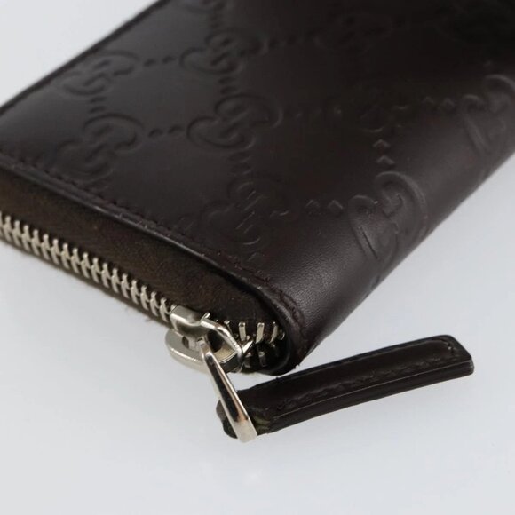 GUCCI GG Canvas Guccissima Wallet Leather Brown Silver 255452 Auth am9231 - Picture 11 of 16